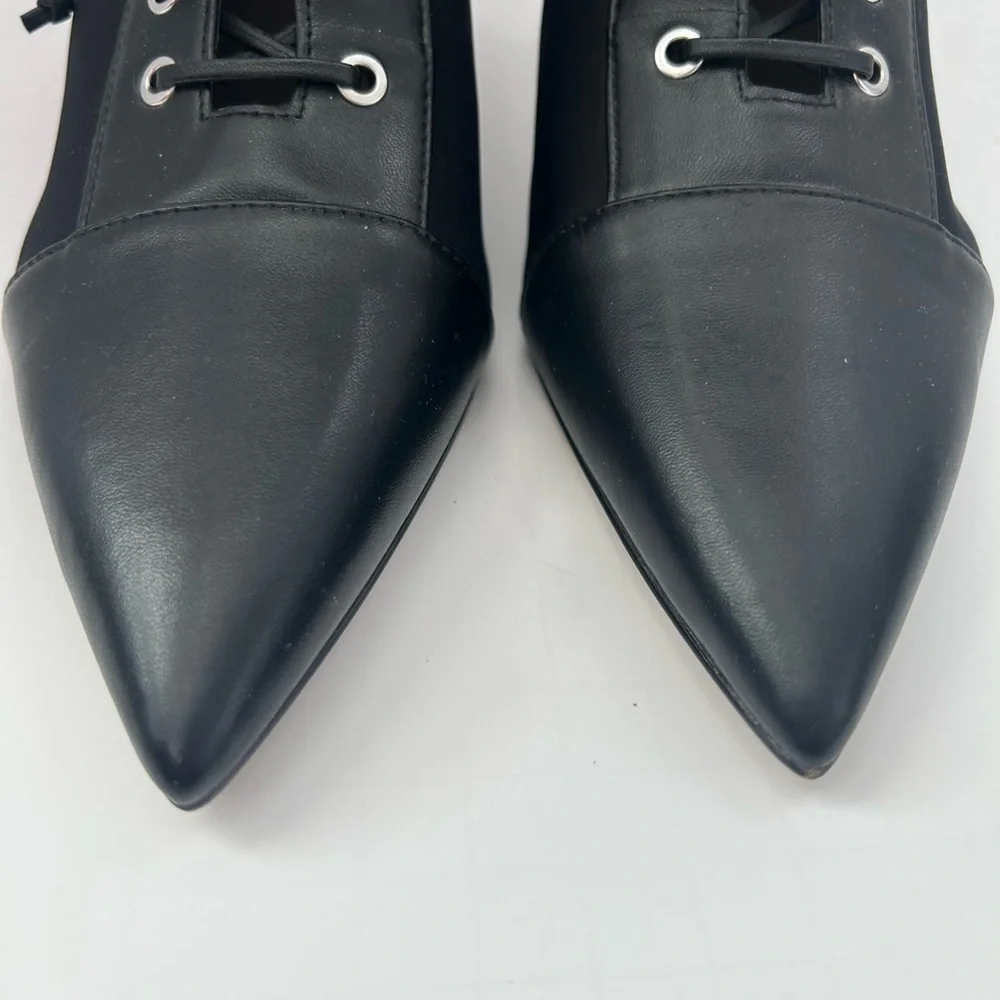 Zara Black Edwardian-Style Lace Up Pointed Heels Boots Size 39 - Picture 3 of 10